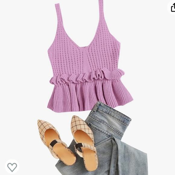 5/$30 Crochet Sweater Peplum Tank Top L - Picture 6 of 6